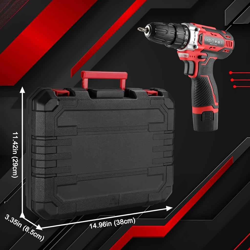 138 Pieces -Tool Kit Box Drill Set Home Mechanic Toolbox with 12V Power Cordless Drill Hand Repair Tools Sets Combo Kits