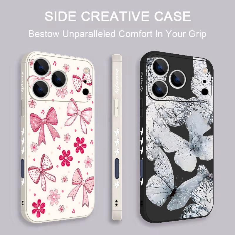 Fantastic Butterfly Print Lanyard Case For iPhone 17 Pro Max Funda iPhone 16 15 14 13 Pro Max 11 16E 17E Soft Silicone Cover