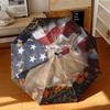 1pc American flag patriotic pet Umbrella Portable Folding Umbrella Iron Frame Hole Bone Structure Outdoor Home Umbrella