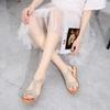 Women's Rhinestone Peep Toe Roman Sandals, Flat Sole Casual Beach Daily Footwear