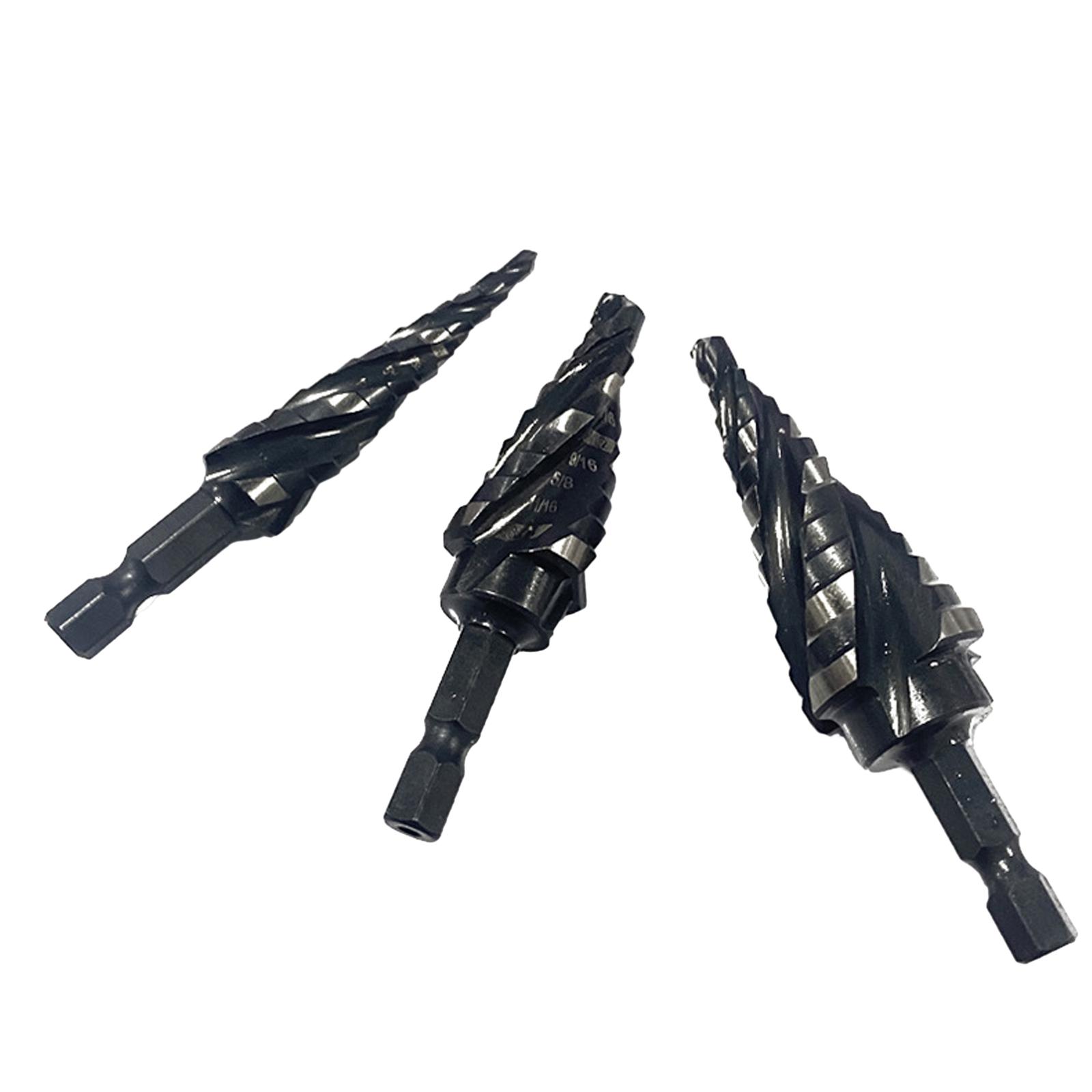 

Набор ступенчатых сверл из 3 предметов с хвостовиком 1/4 дюйма, ступенчатое сверло из высокоскоростной стали для листового алюминия, металла, конуса сверления отверстий в дереве