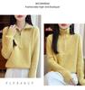 Women's Wool Half-Zip Lapel Sweater - Thick Knit Base Layer for Autumn & Winter