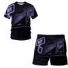 3D-Druck übergroßes modisches T-Shirt-Shorts-Set Harajuku Freizeit reifer Kurzarmanzug Mobile Technologie Zweiteiliges Set