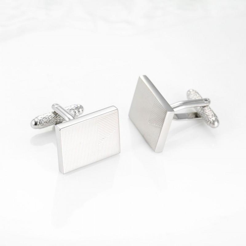 Rectangular Laser Patterned Metal Cufflinks Men's French