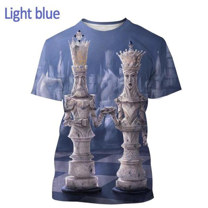 Casual 3D Printed Chess T Shirt Men Women Casual Fashion Short Sleeve Tees Kids Funny Oversized Harajuku Streetwear T-shirt Tops