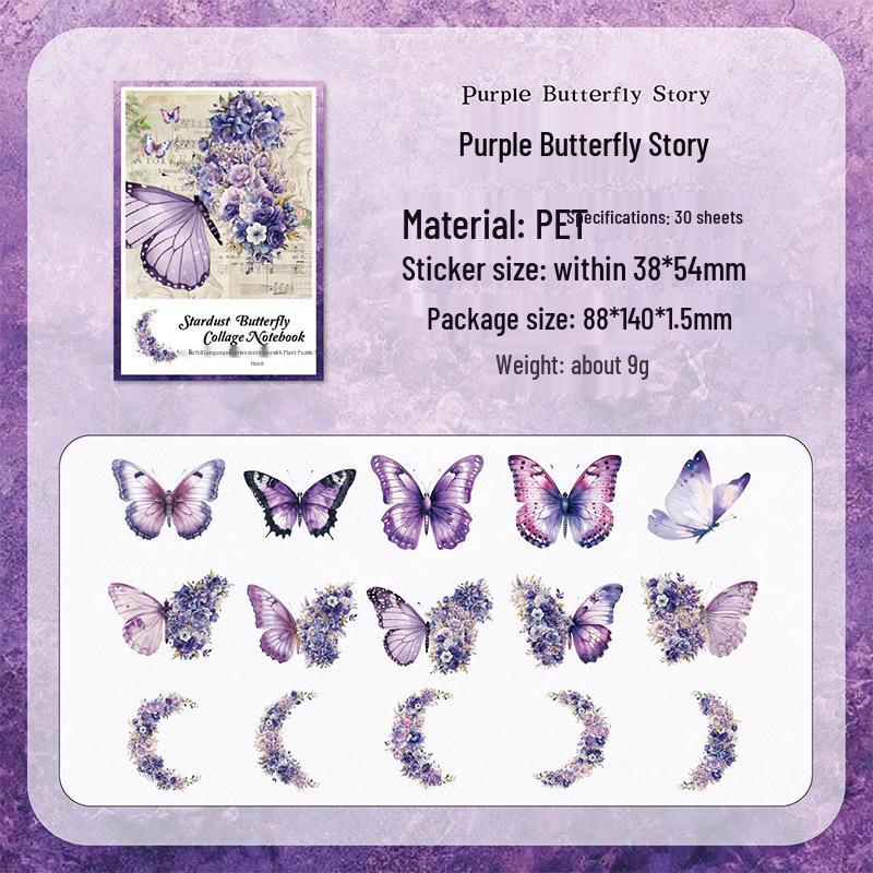 PET Butterfly & Cartoon Stickers for DIY Journaling, Guka Decoration, Kids' Water Bottles, and Scenery Designs.