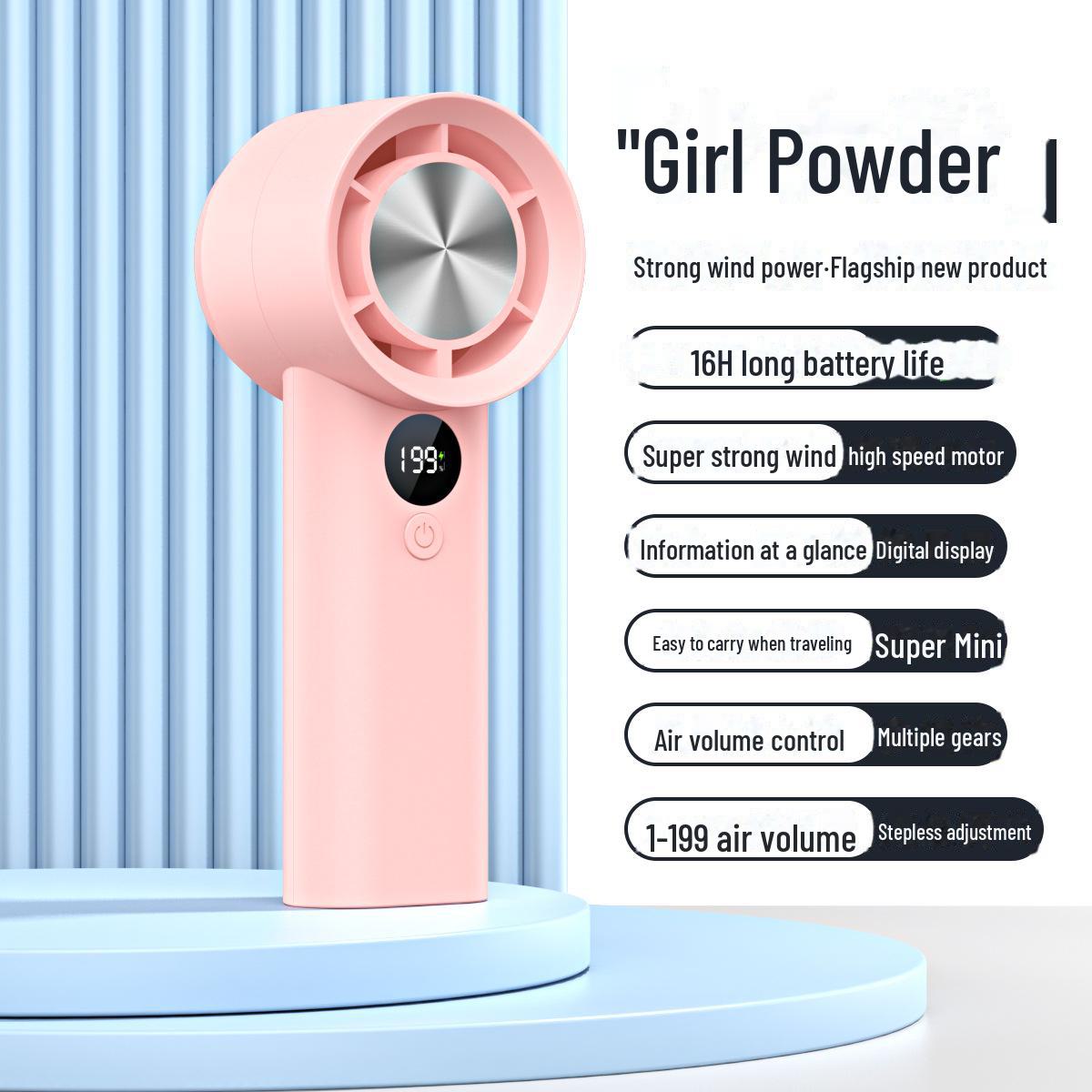 

2025 USB-перезаряжаемый портативный 100-скоростной безлистный мини-турбовентилятор