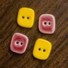 Handmade Jingdezhen Ceramic Color Block Square Buttons - Fashion Accessories