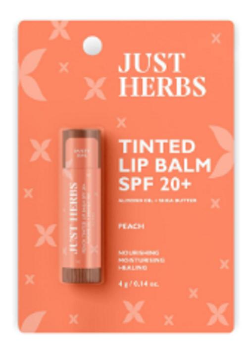 @ Just Herbs Peach Tinted Lip Balm With SPF20 4 g Zr-7040-60%Off