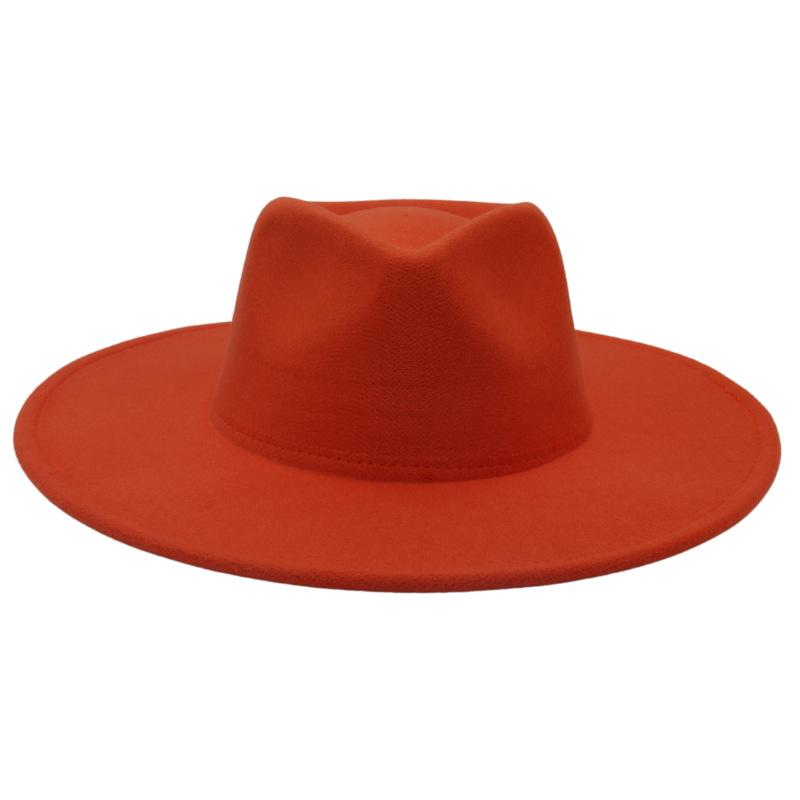 Big Brim Top Hat Women'S Coat With Hat Felt Hat Solid Color Cashmere Jazz Hat