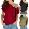 Women T-shirt Skew Collar Asymmetrical Tee Shirt Pure Off-Shoulder Design Color Loose Fit Summer Casual Pullover