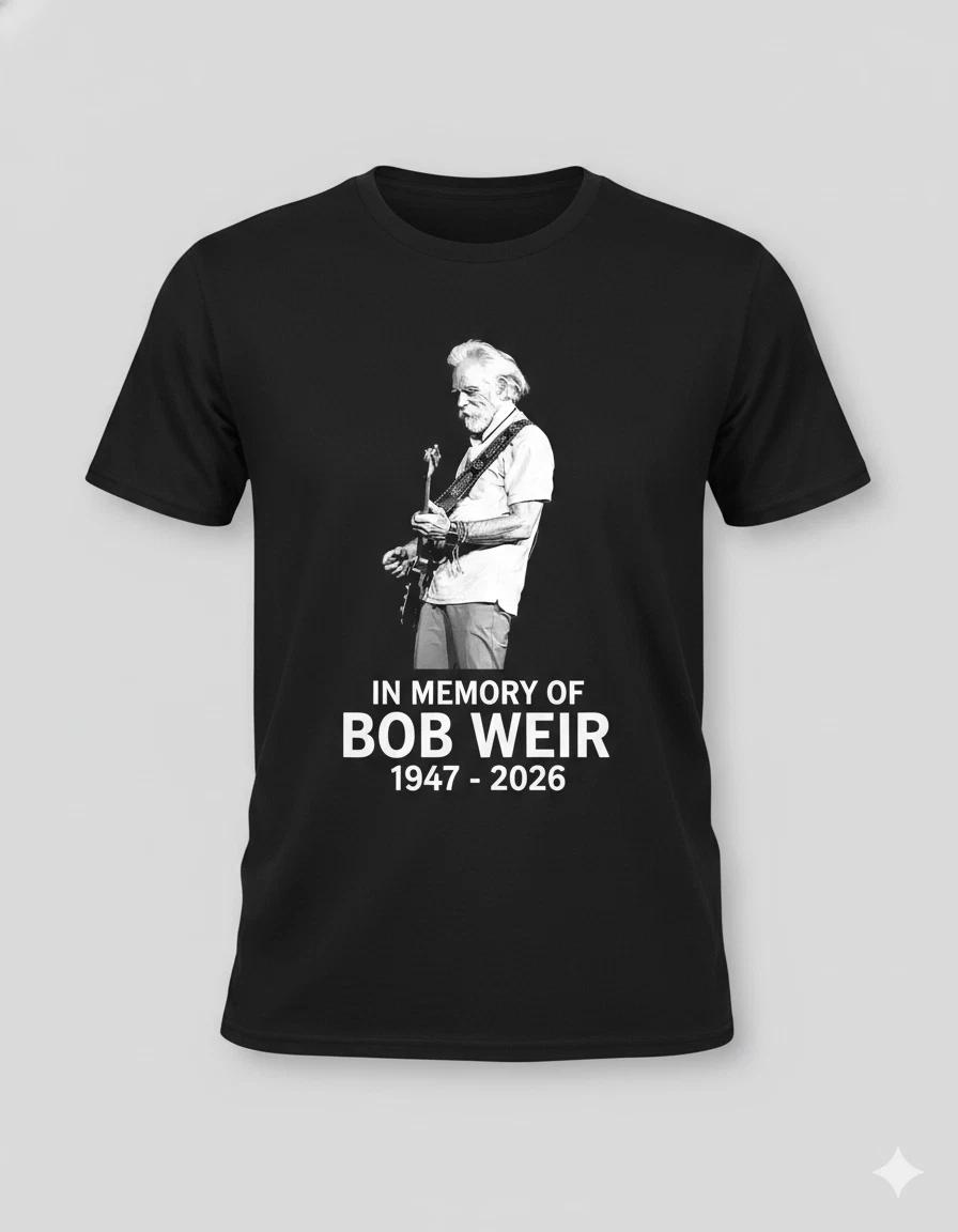 

Rip Bob Weir 1947-2026 Cotton Black S-5XL T Shirt For Fans US185 M