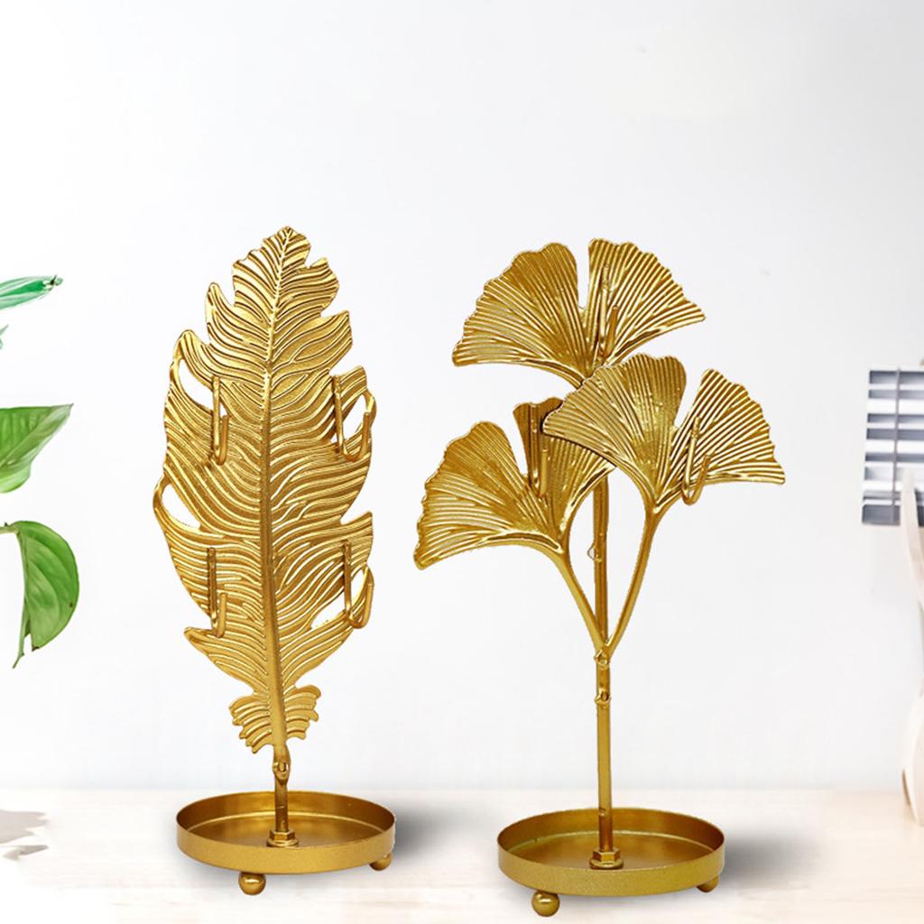 Leaf Shape Iron Jewelry Display Rack Stand New Style Earrings Necklace Bracelet Organizer Storage Holders Desktop Decor