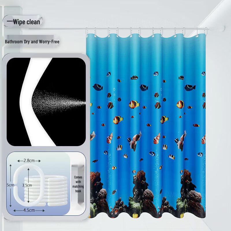 LIEI Punch-Free Waterproof Shower Curtain