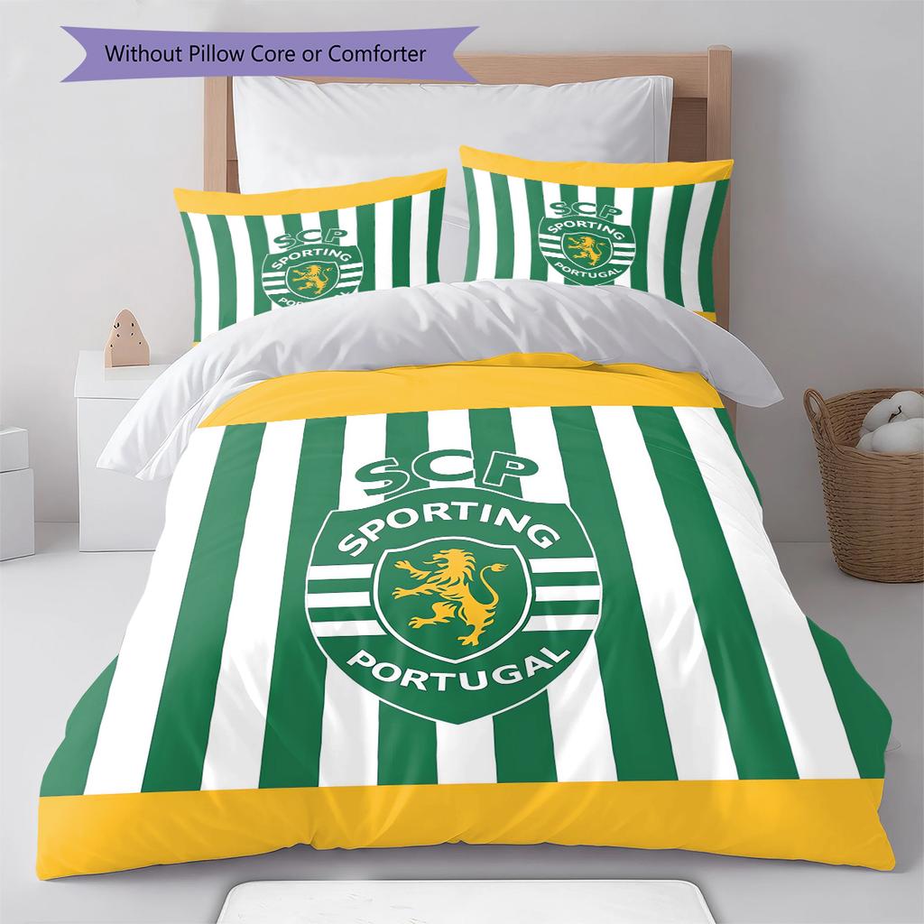 Sporting FC Pattern Bedding Quilt Set Quilt Cover Pillowcase Home Decoration Gift (1 * duvet cover + 2 * pillowcase, without core)