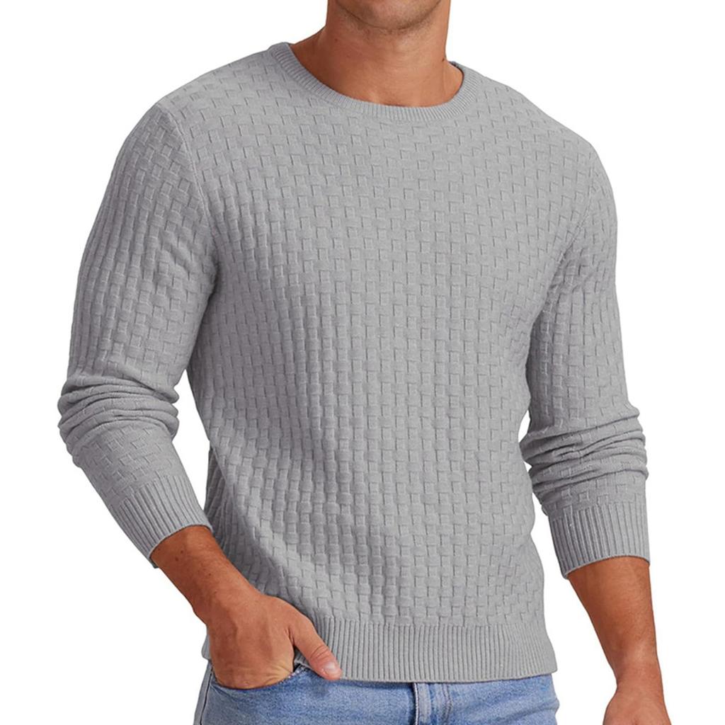 Round Neck Men's Pullover Fall And Winter Long Sleeve V-neck  Thickened Knit Base Sweater