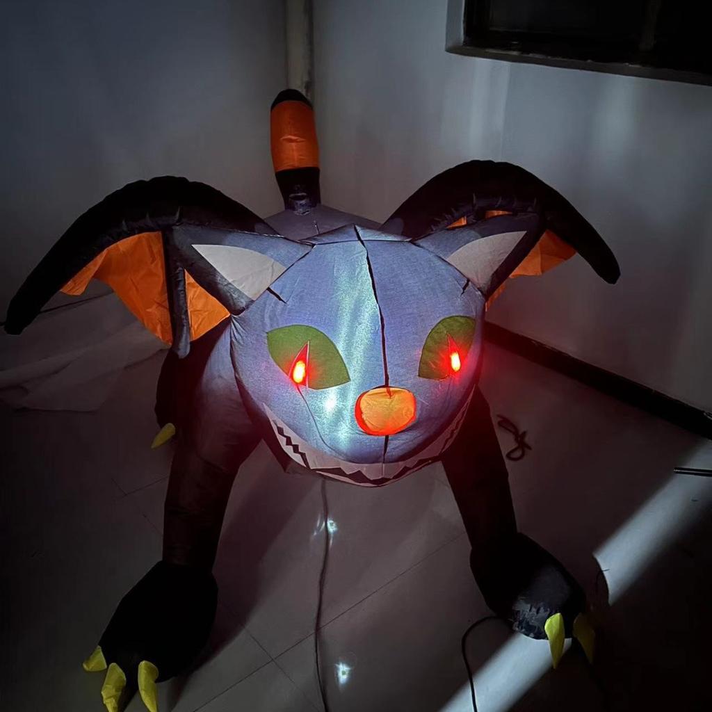 6FT Halloween Inflatables Black Cat Outdoor Decorations Blow Up Yard Large Cat with LEDs for Indoor Party Garden Lawn Decor