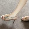 Fashion Summer New Women's Camellia High Heels Sandal Fashion Open-toed Sandals Women's Outdoor Casual Thin Heel Sandals Sandalias Mujer