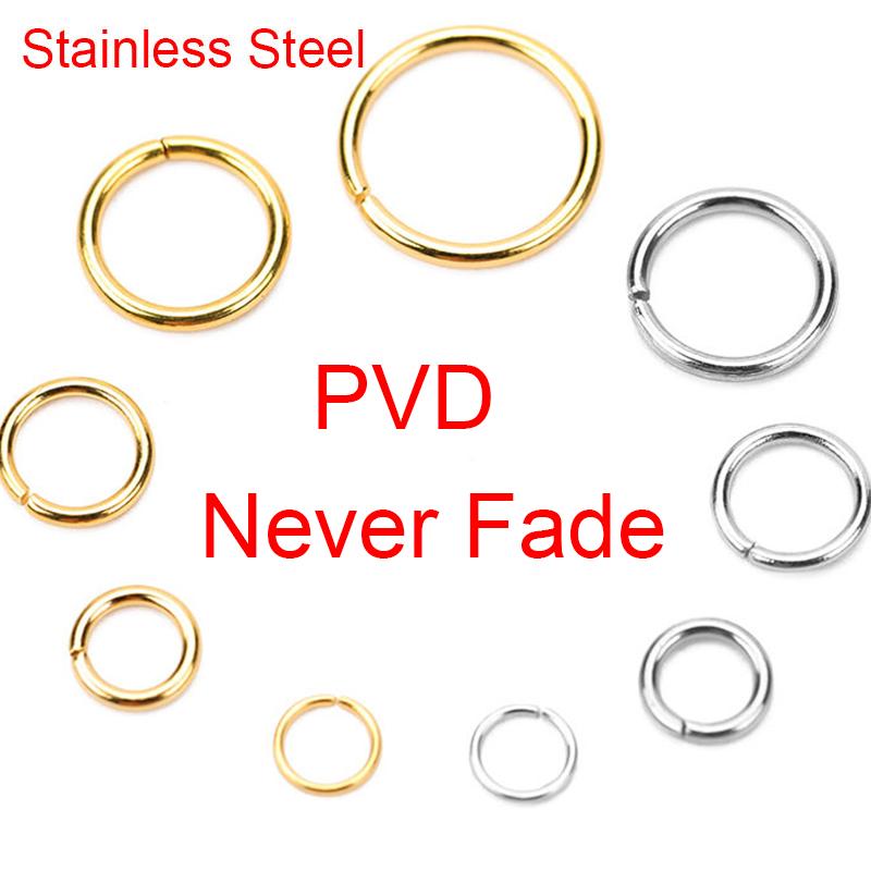 100 pezzi Acciaio Inossidabile PVD Anellini Aperti Lotto 3 4 5 6 7 8 10 mm Anelli Spaccati Connettori Per Bracciale Collana Fai da Te Creazione Gioielli