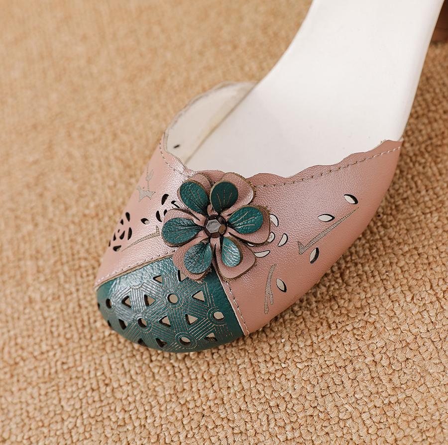 Fashion New handmade ankle wrap sandals women's summer shallow mary jane shoes ladies mid heels sandals elegant vintage block heel shoe