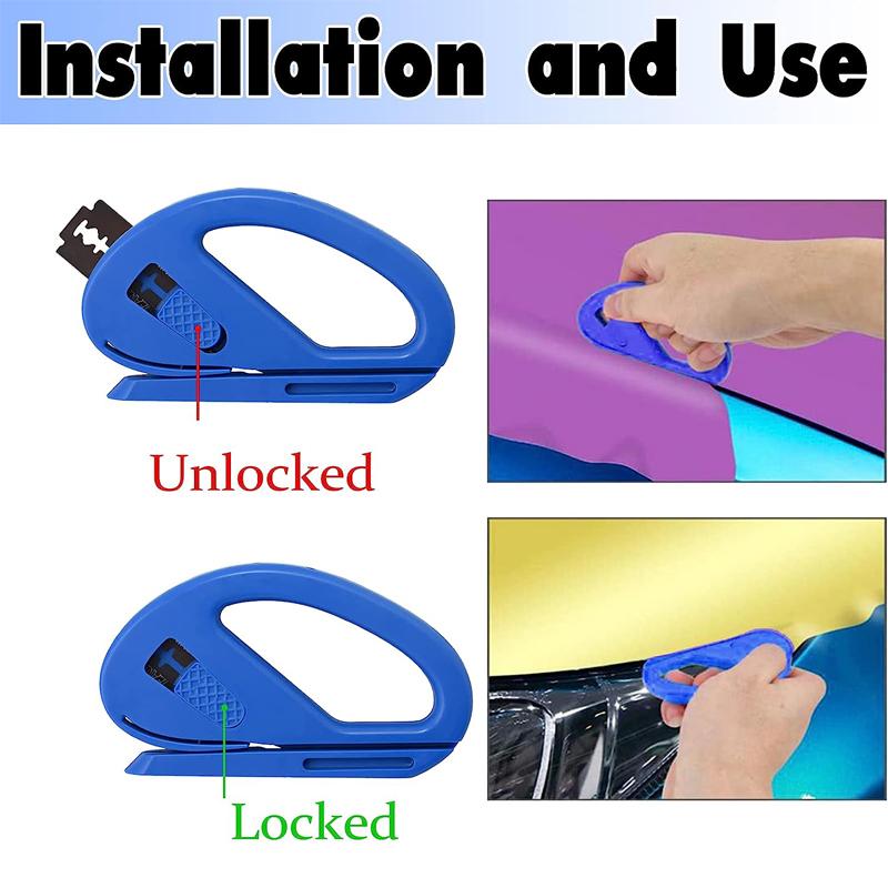 2Pcs Car Vinyl Wrap Knife Safety Cutter Carbon Fiber Vinyl Wrap Film Cutting Tool Wrapping Paper Cutter for Car Sticker