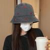 Love Heart Embroidery Denim Fisherman Hat Retro Sun Protection Hat Fashion Bucket Hat  Women