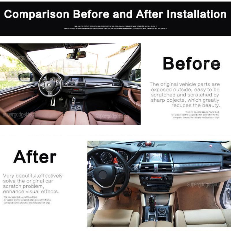 Adhesivos de Fibra de Carbono Brillantes Para BMW X5 E70 X6 E71 Car-Styling Interior de Coche Consola Central Cambio de Color Moldeado Adhesivo Calcomanías