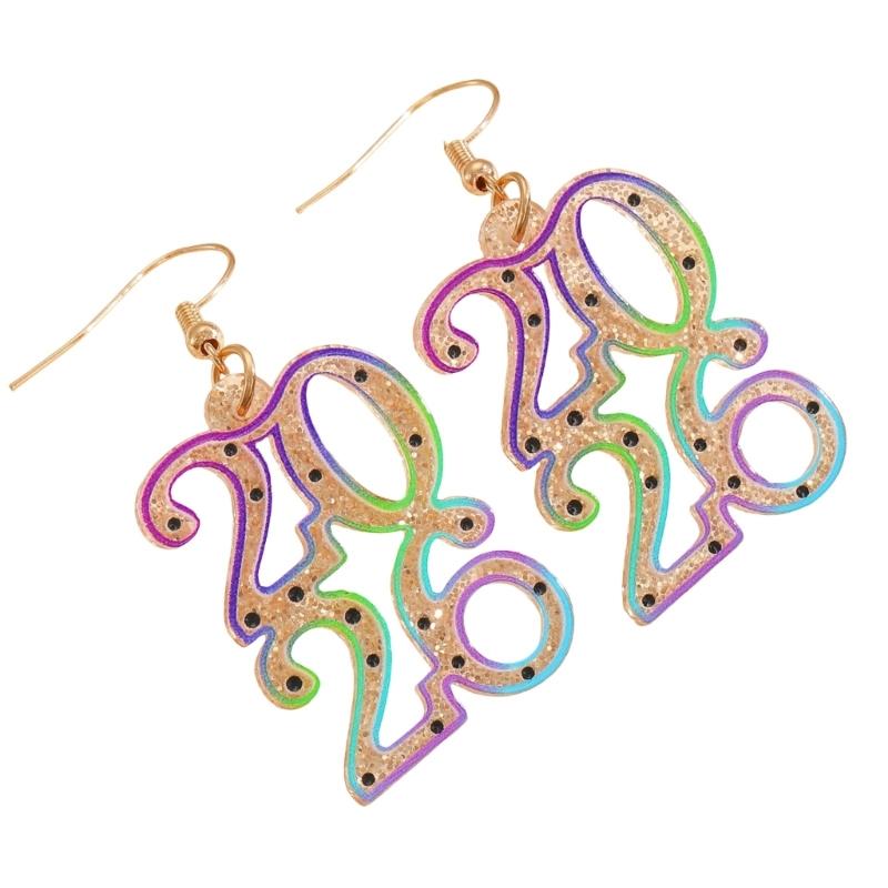 Delicate 2026 Theme Earrings Acrylic Fashion Accessories Party Wedding Earrings Suitable for Casual or Formal Occasions