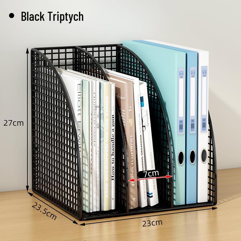 Metal Office Desk Organizer & File Rack with Document Shelf and Book Stand for Workstations
