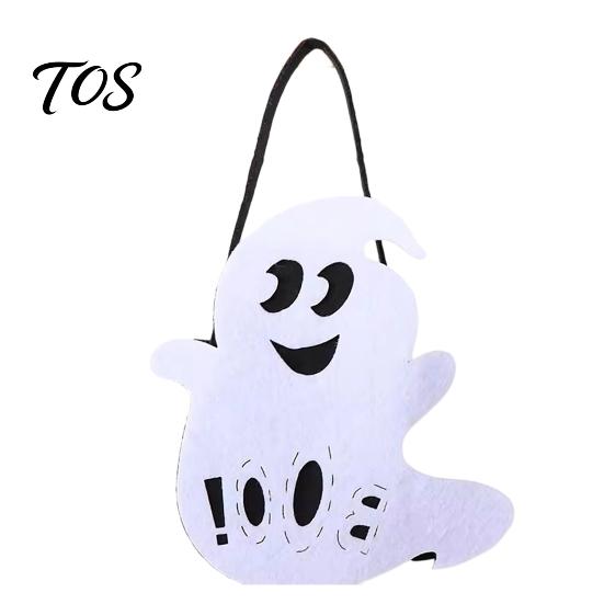 Halloween Candy Bags for Kids Felt Bag, Pumpkin Ghost Skull Cat Owl Tote Decorative Holiday Sacks Kids, Non Woven Trick or Treat Handbag, Party Favor