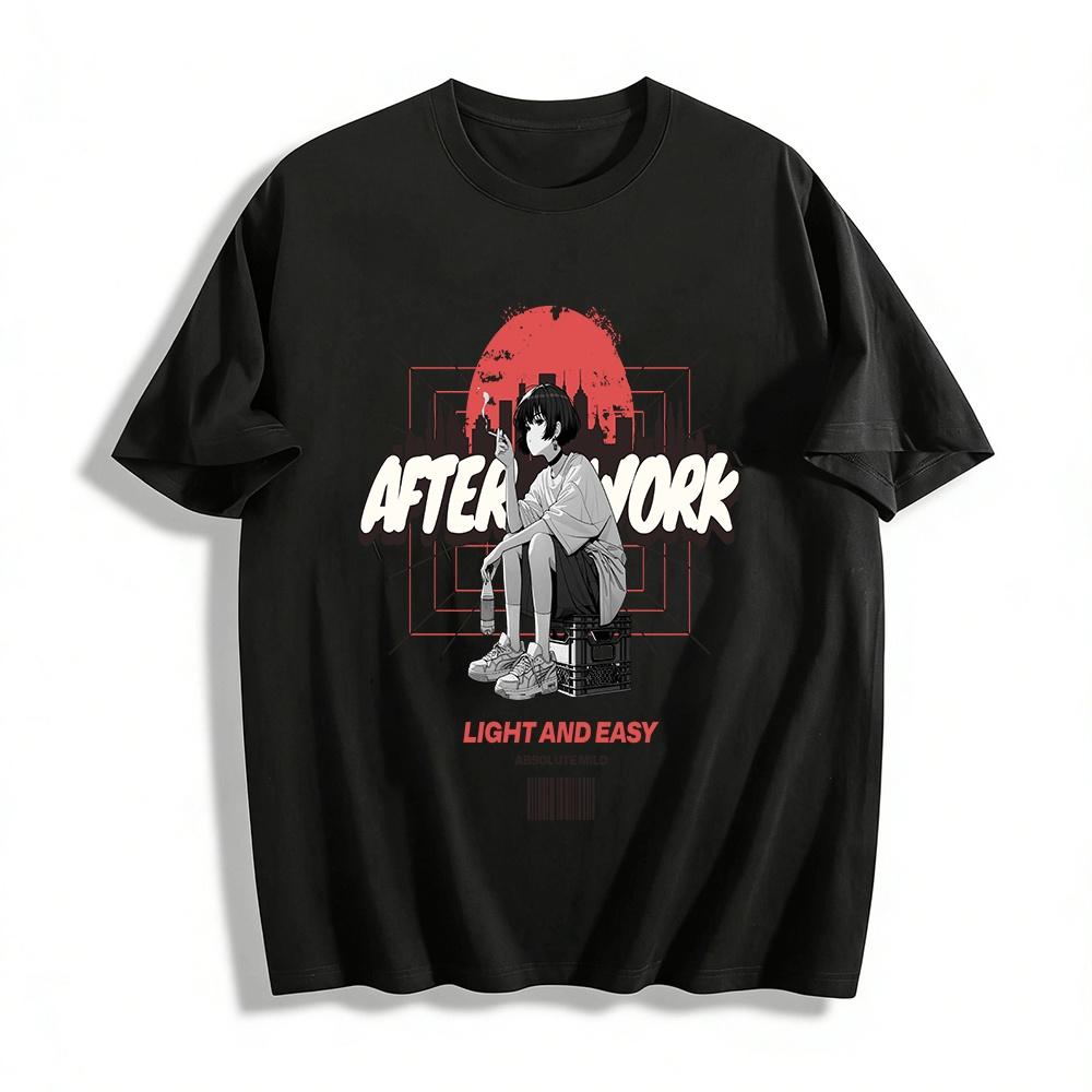

After Work Chill Anime Print Tee Unisex Relaxed Fit Casual Top Pure cotton T-shirt XXS