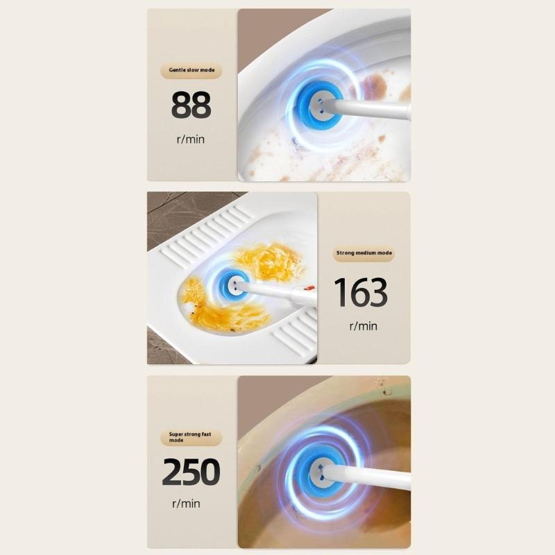 Automatic Spin Toilet Scrubber Motorized Toilet Brush Wall Mounted Design Replaceable Brush Head for Deep Cleaning