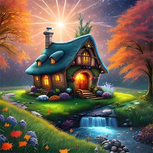 5D Diamond Painting House Landscape Full Square Round Embroidery Mosaic River Scenery Home Decor