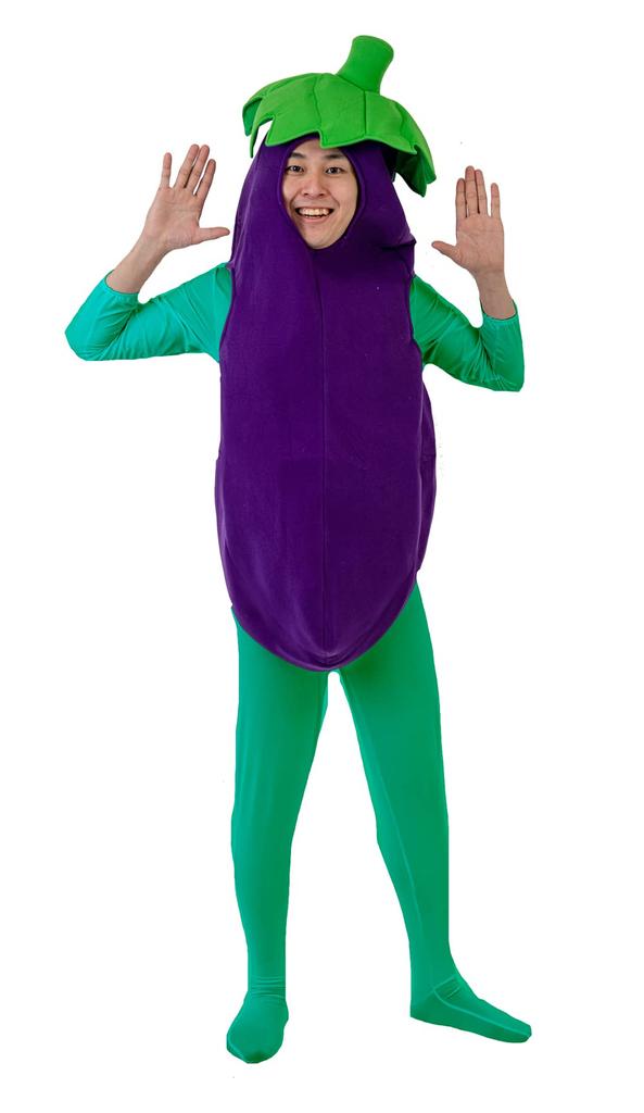 022AM Foolish Eggplant Full Body Tights Set Full Body Tights Eggplant Kigurumi Costume for Cultural School Adult Funny Event [Lucan] [Natural,