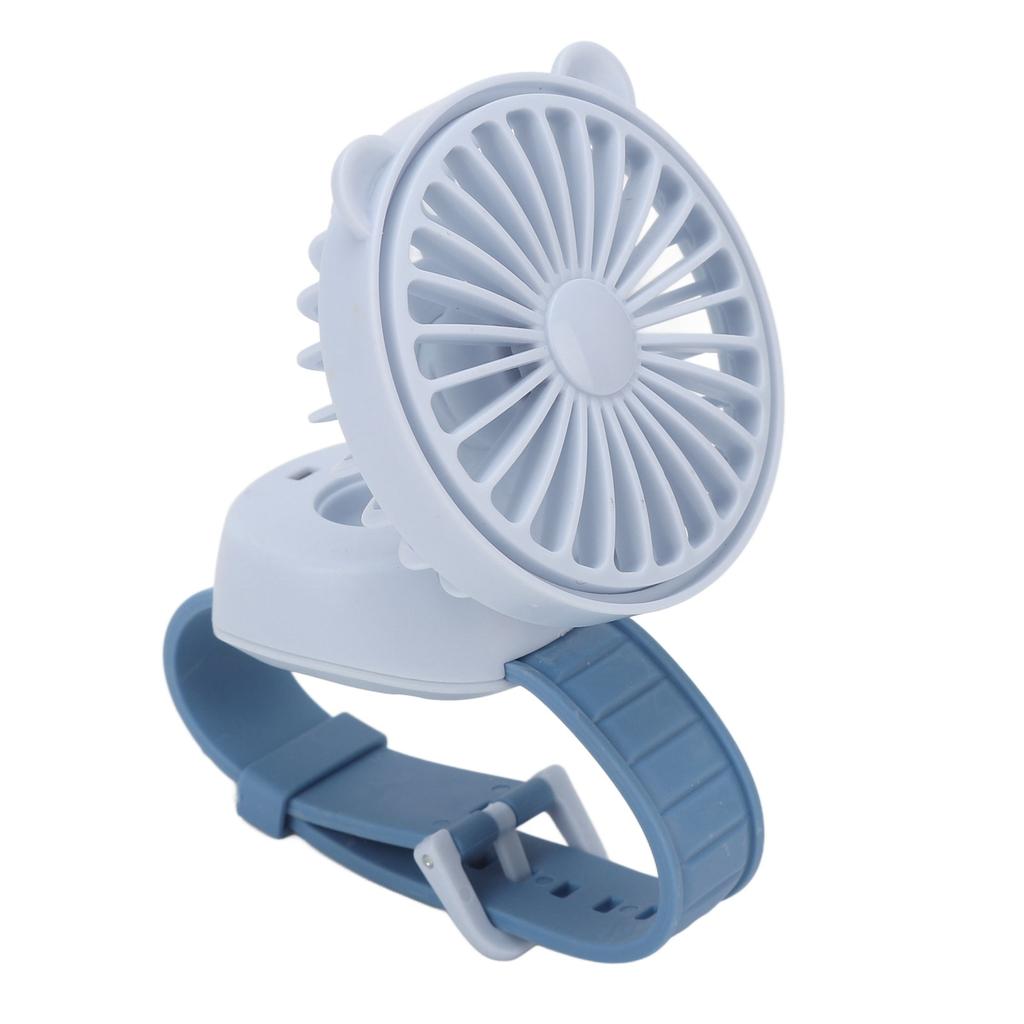 Protable Watch Fan with Adjustable Wristband Children Cartoon Electric Fan Built In Battery Blue