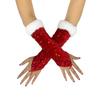 Fuzzy Hook Finger Exposed Finger Glove Red Clothing Performance Glove  Christmas Gifts