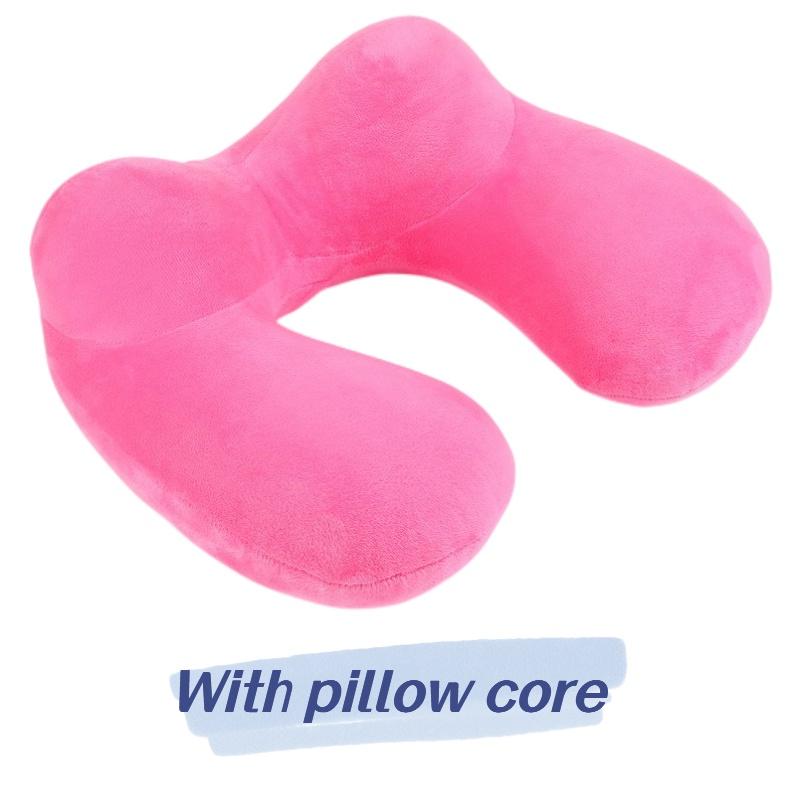 U-shaped Inflatable Neck Pillow Set For Travel With Camel Hump Design Soft And Comfortable