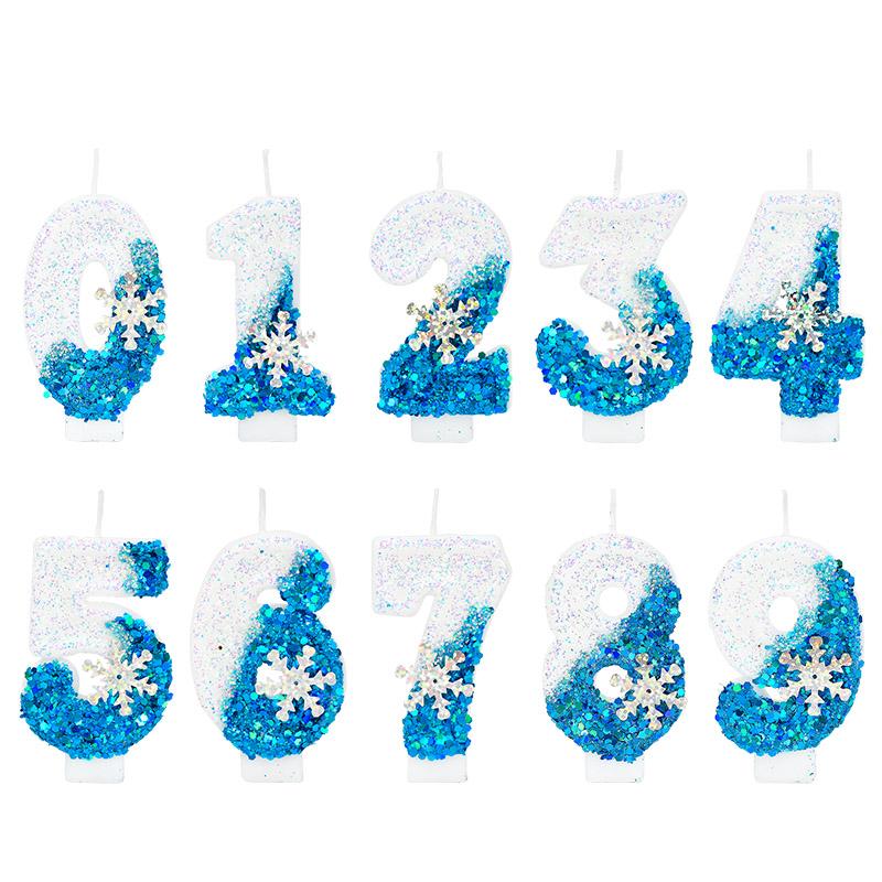 1 buc fulg de zăpadă temă număr 0-9 lumânare tort decor printesa ziua de naștere tort toppers nuntă petrecere tort decorare Crăciun consumabile