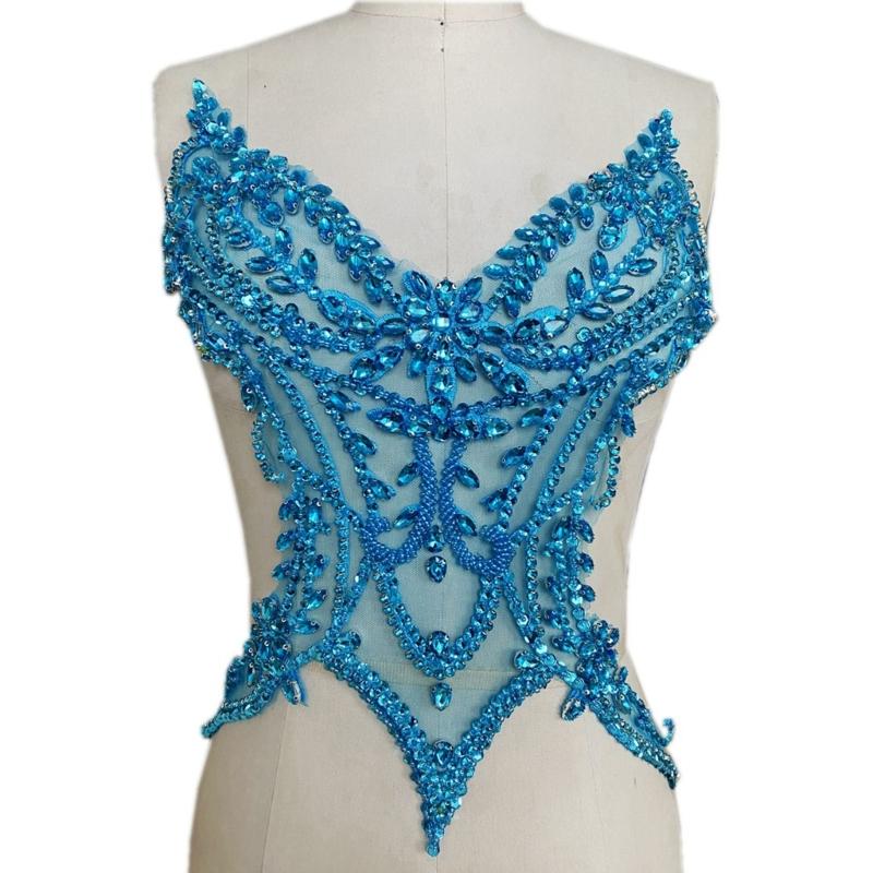 DIY Rhinestones Sew on Patches Hand Beaded Patches 3D Costumes Appliques Patches for Costums Wedding Dress