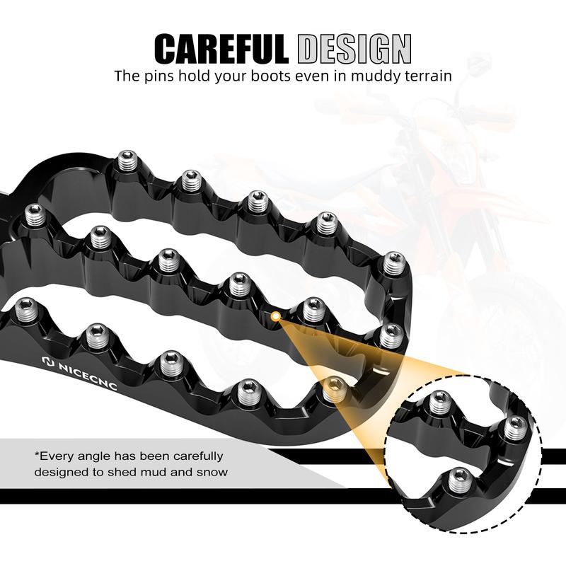 NICECNC For Kawasaki KLR650 KLR 650 1987-2024 2023 2022 Motorcycle Footpegs Footrest Forged Larger 7075 Billet Aluminum