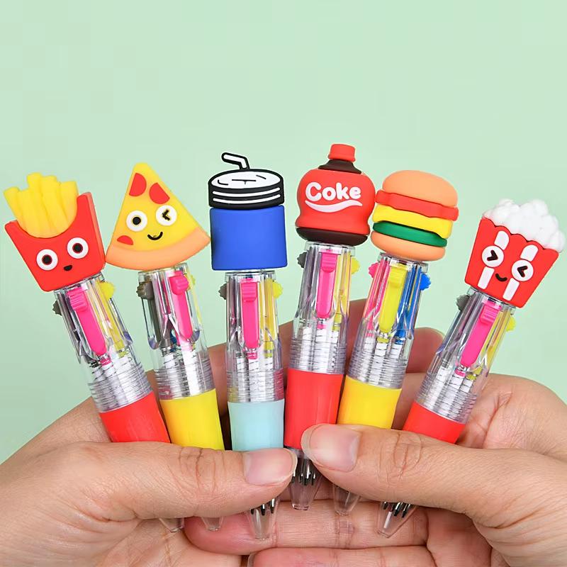Cute Retractable Round Ballpoint Pens, Stick Construction Type, Plastic Material, for School and Office Supplies