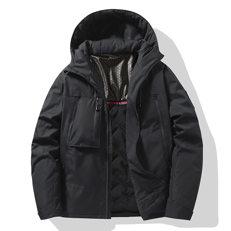 

Autumn and winter new graphene thickened jacket men s couple outdoor waterproof sports hooded cotton clothes men s and women s S чорний