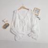 Summer new little fairy ruffle edge knitted cardigan strapped horn sleeves translucent sunscreen clothes long sleeves women