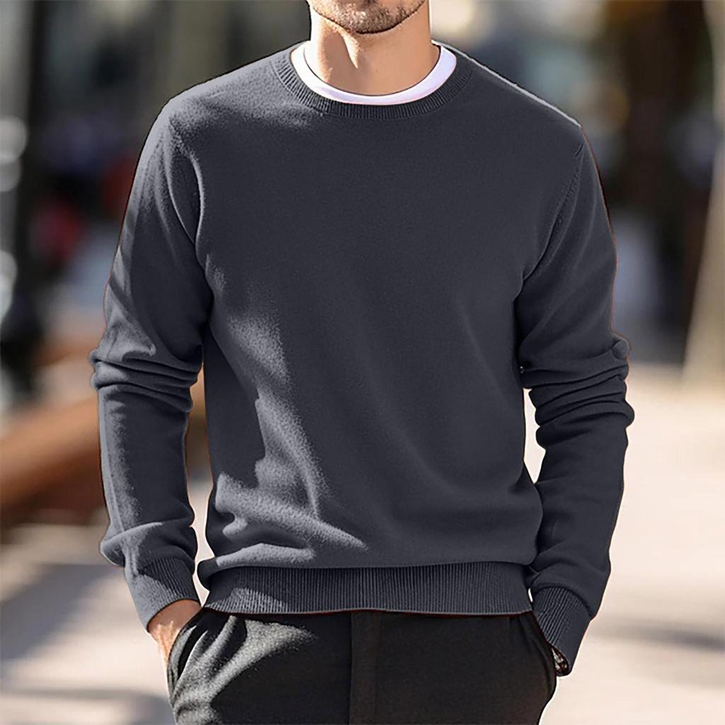 2024 Autumn/Winter Men's Round Neck European-American Knitwear Thin Wool Sweater