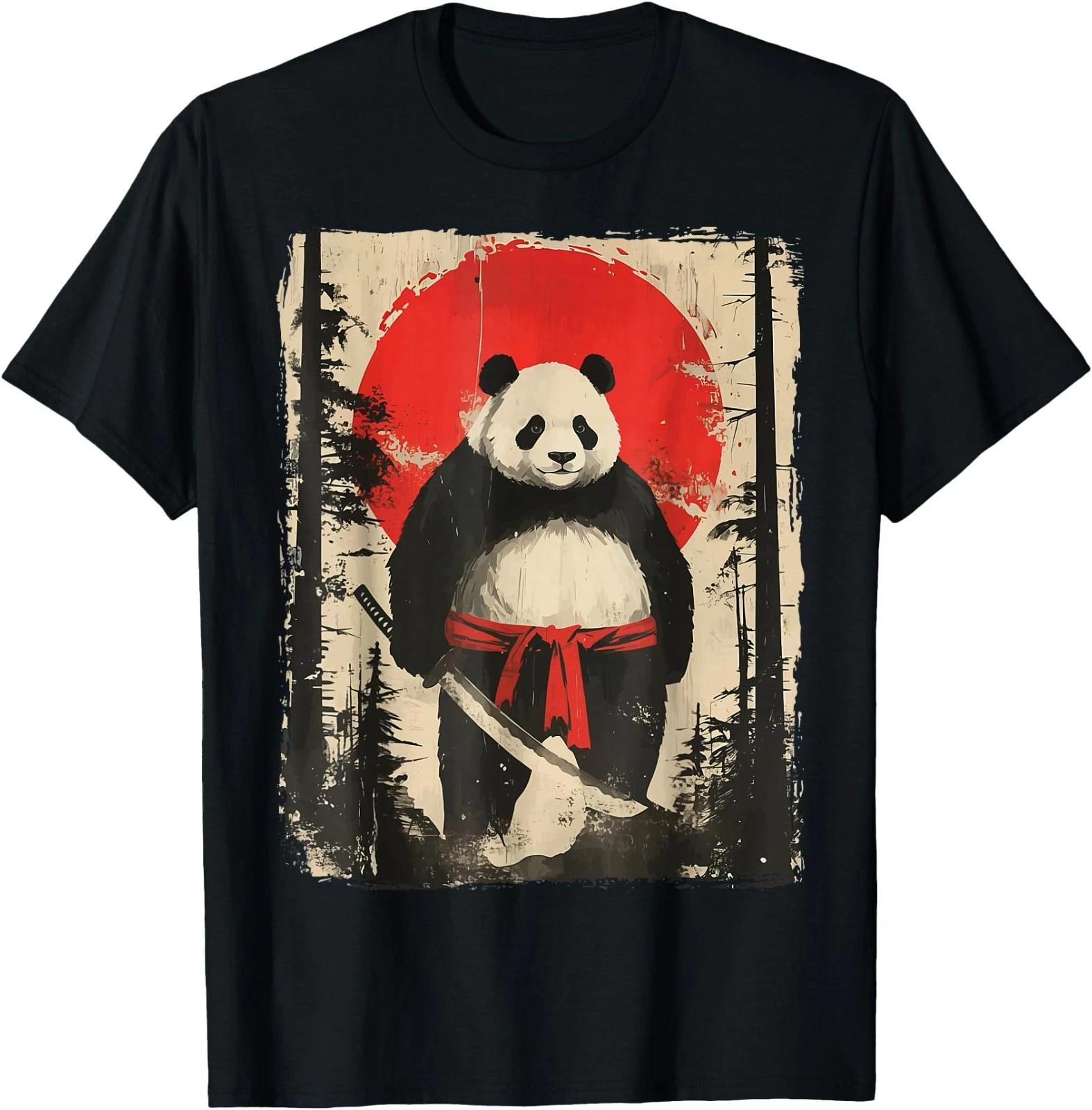 Panda Samurai Japanese Dog Katana T-Shirt XL