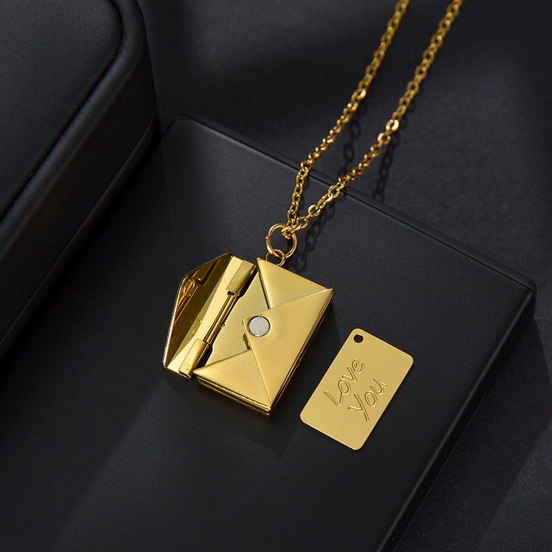 Minimalist Openable Envelope Necklace for Women - Creative Love Letter Design, Stainless Steel Jewelry Inspired by Japan & Korea