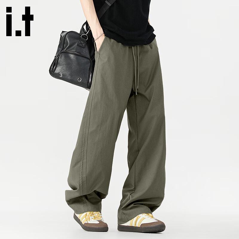 fingercroxxit Men's American Style Loose Fit Straight Leg Casual Pants