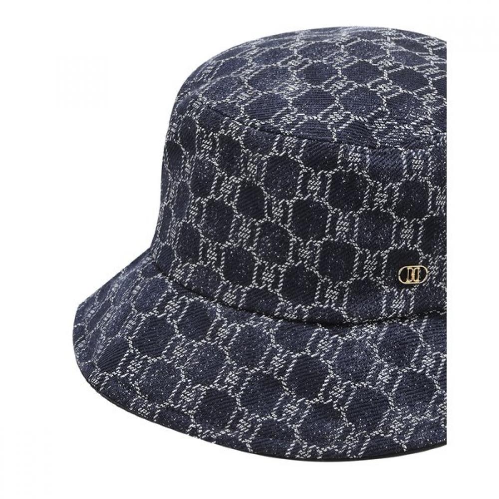 Daks Navy Logo Pattern Cotton Blend Denim Bucket Hat Dbhe4fp25n2
