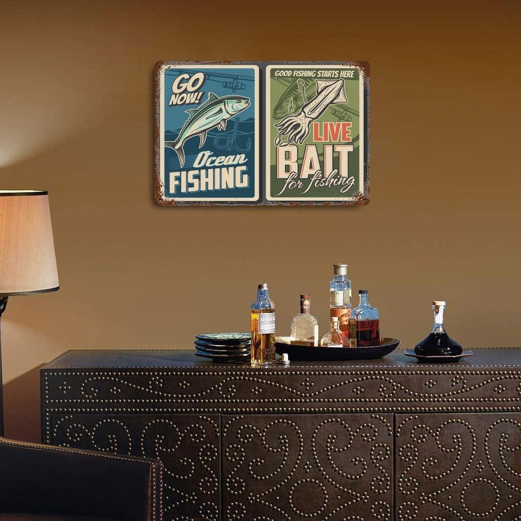 1-Pack Rust-finish Wall Signboard, 20×30cm and 30×40cm, Vintage Metal Decoration for Café, Garage or Family Room