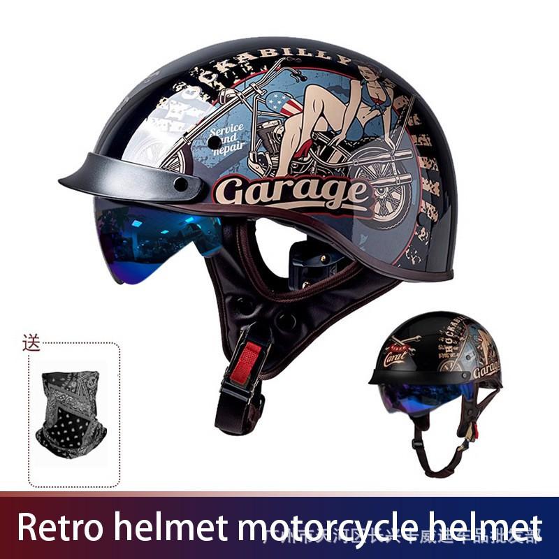3C Helmet Motorcycle Retro Harley Cruising Semi-helmet Men Women Electric Bicycle Scoop Pedal